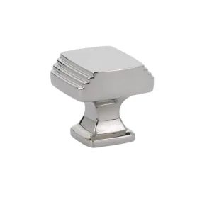 1 1/4 Inch Solid Brass Art Deco Knob (Polished Chrome Finish)