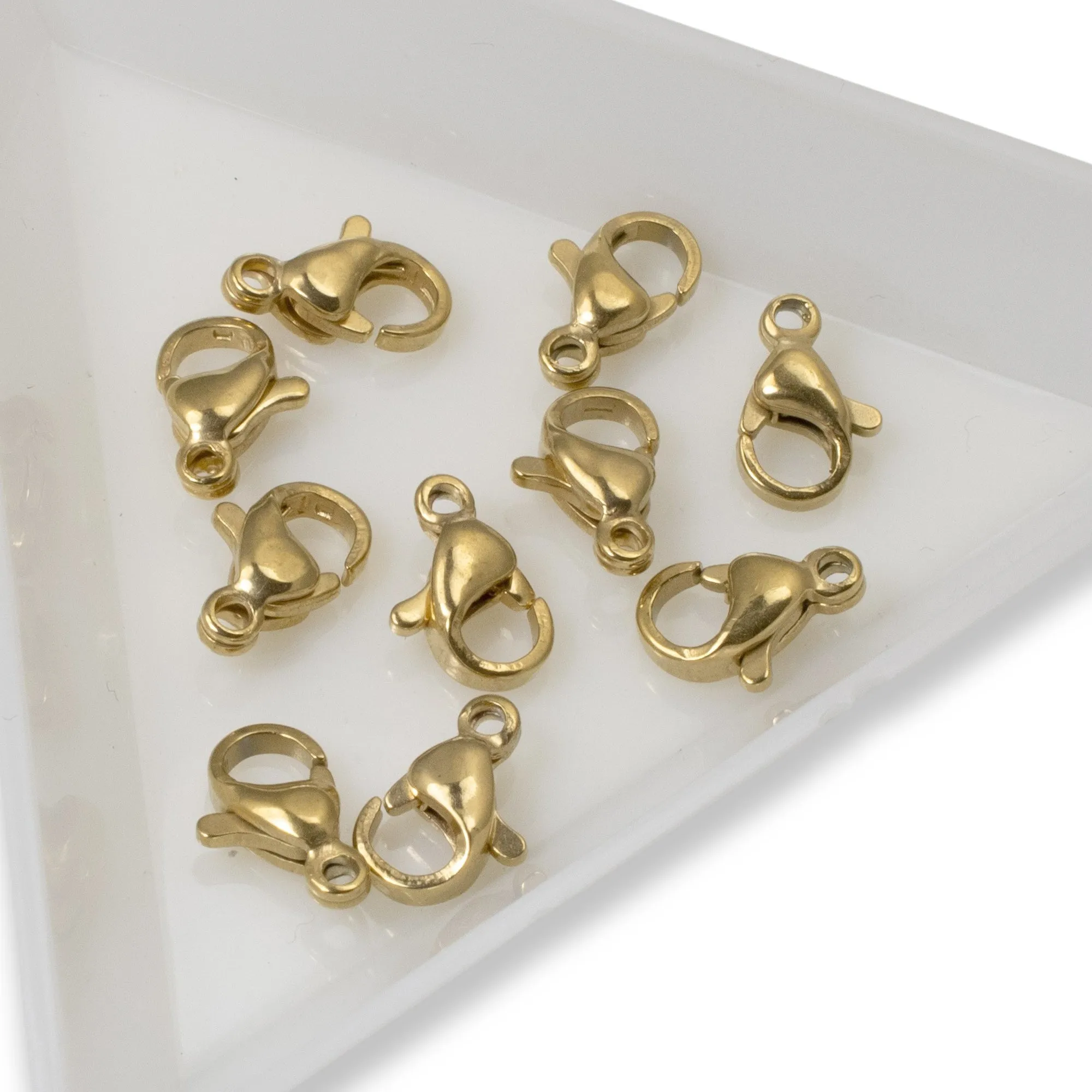 10 Small Gold Lobster Claw Clasps - 7x10mm Tiny Stainless Steel Minimalist Clasp