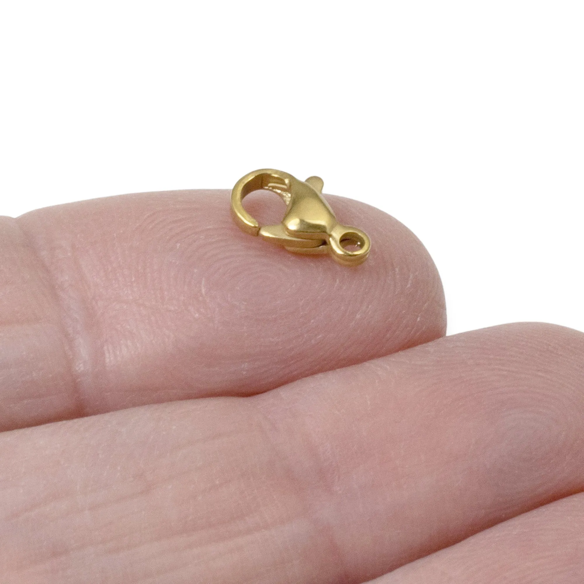 10 Small Gold Lobster Claw Clasps - 7x10mm Tiny Stainless Steel Minimalist Clasp