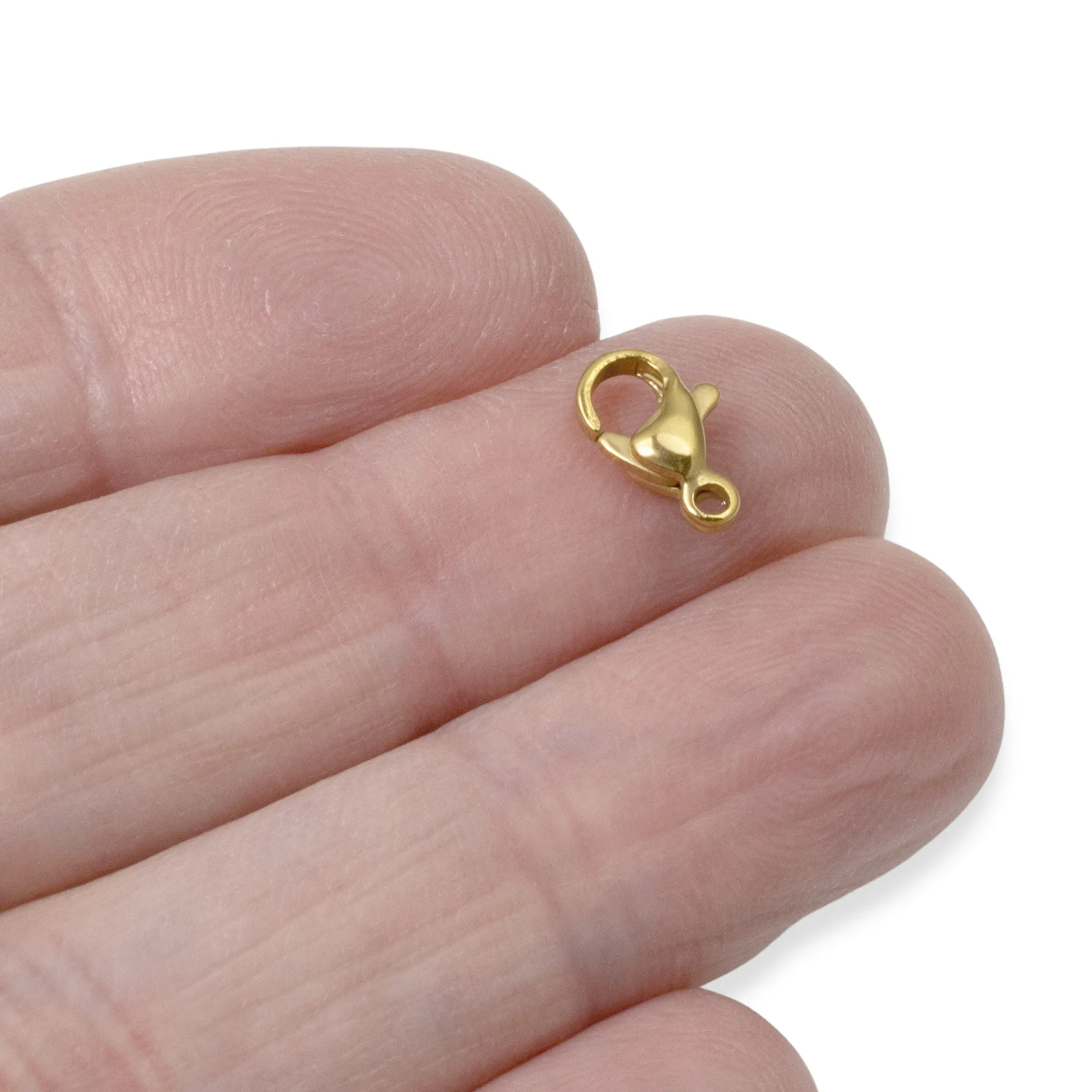 10 Small Gold Lobster Claw Clasps - 7x10mm Tiny Stainless Steel Minimalist Clasp