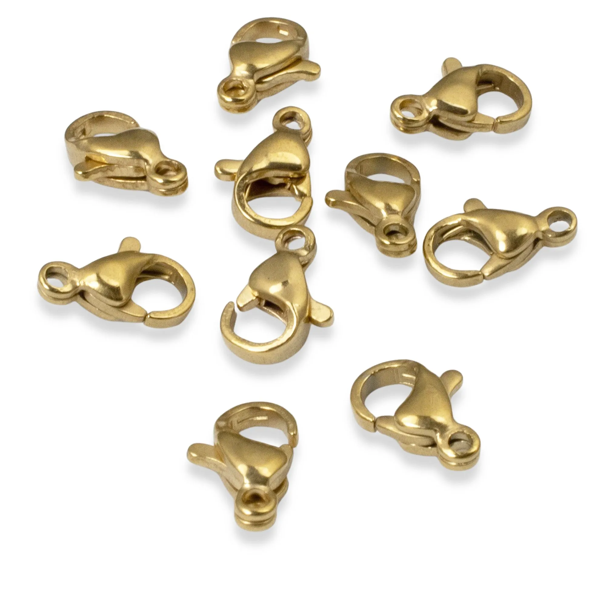10 Small Gold Lobster Claw Clasps - 7x10mm Tiny Stainless Steel Minimalist Clasp