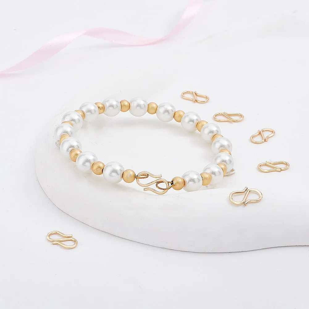 100Pcs 304 Stainless Steel S-Hook Clasps, Real 18K Gold Plated, 13x7x1mm