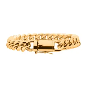 10mm 18K Gold Plated Stainless Steel Miami Cuban Chain 8" Bracelet BR15011GP-1080