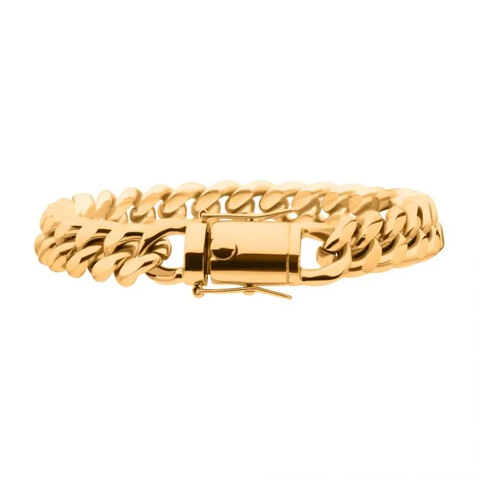 10mm 18K Gold Plated Stainless Steel Miami Cuban Chain 8" Bracelet BR15011GP-1080