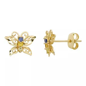 14k Gold Hollow Butterfly Stud Earrings