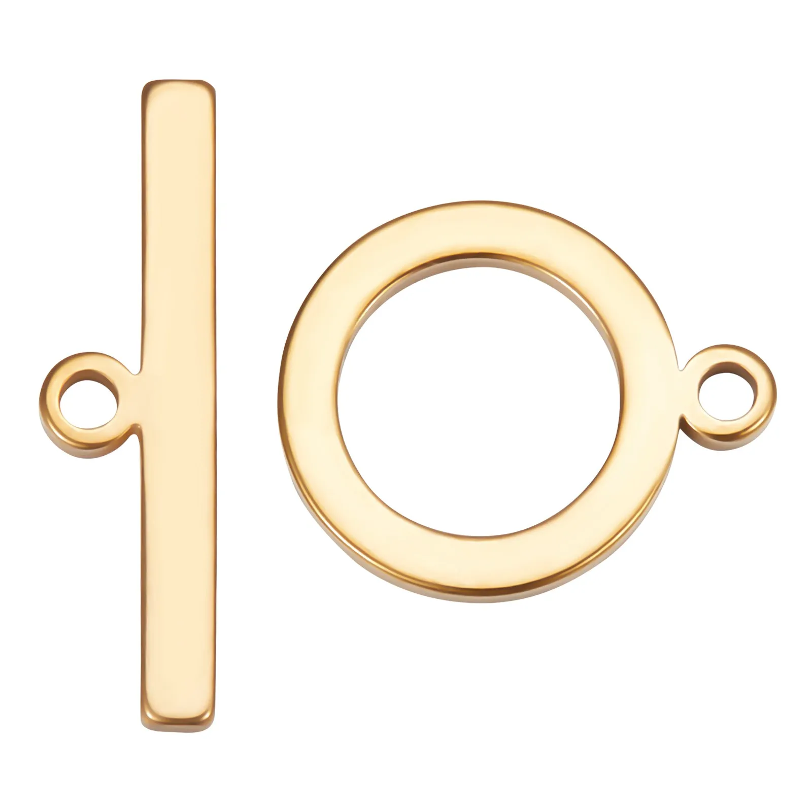15 Sets 201 Stainless Steel Toggle Clasps, Nickel Free, Ring, Real 18K Gold Plated, Ring: 17x13.5x2mm, Hole: 1.8mm, Bar: 22x6x2mm, Hole: 1.8mm
