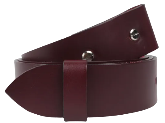 1.5" Wide Burgundy Leather Belt Strap with Chicago Screws Replacement