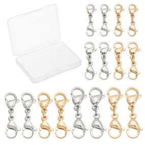16Pcs 4 Style 304 Stainless Steel Lobster Claw Clasps, Golden & Stainless Steel Color, 4pcs/style
