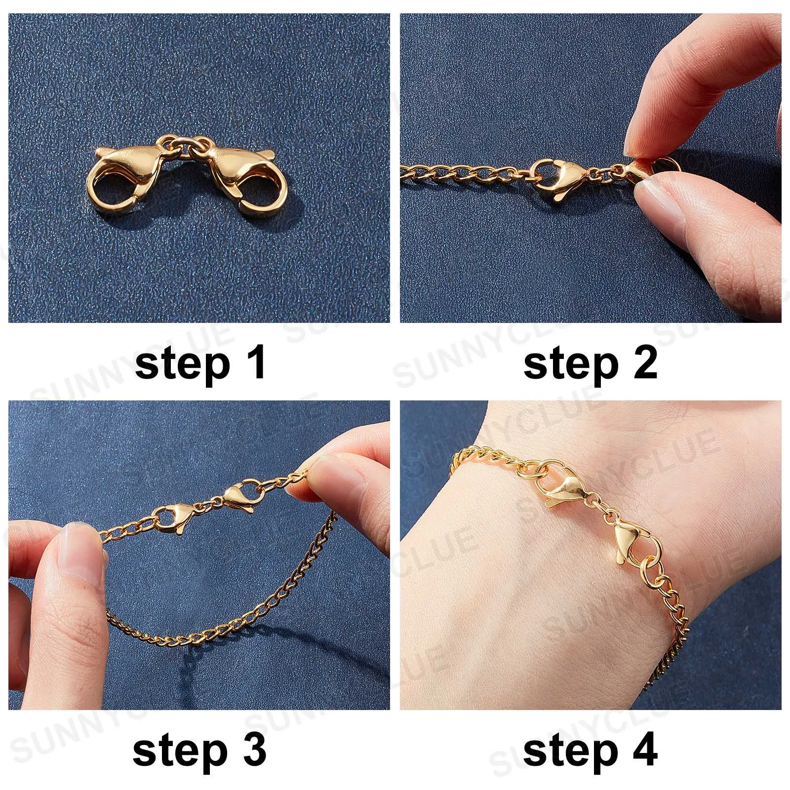 16Pcs 4 Style 304 Stainless Steel Lobster Claw Clasps, Golden & Stainless Steel Color, 4pcs/style