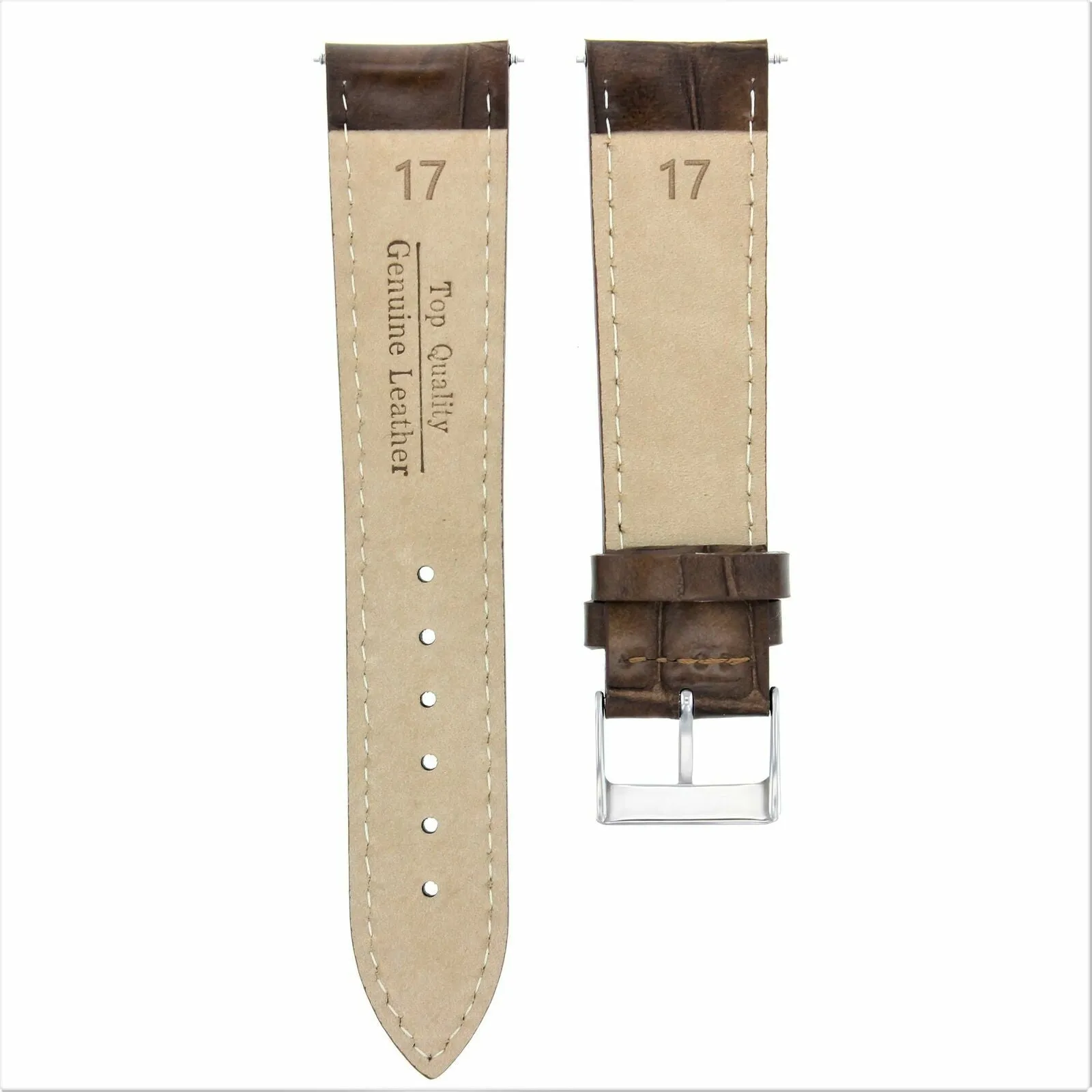 17MM LEATHER WATCH STRAP BAND FOR LADY CARTIER TANK FRANCAISE SOLO DARK BROWN