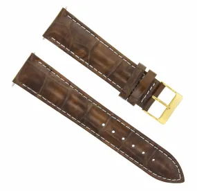 18MM LEATHER WATCH STRAP BAND FOR ROLEX WATCH LIGHT BROWN WHITE STITCHING GOLD