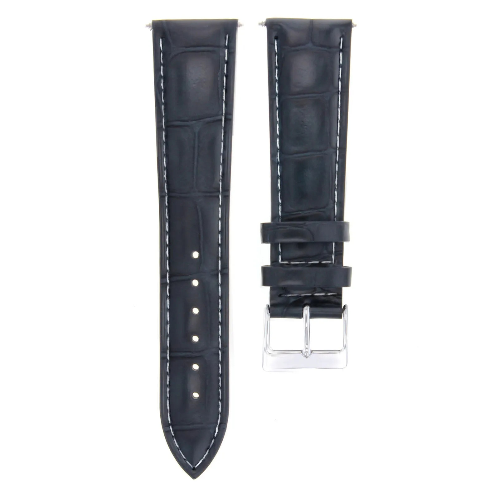 18MM NEW LEATHER WATCH BAND STRAP FOR CARTIER TANK FRANCAISE DARK BLUE WHITE ST