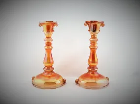 1920s Imperial Carnival Glass Candle Holders