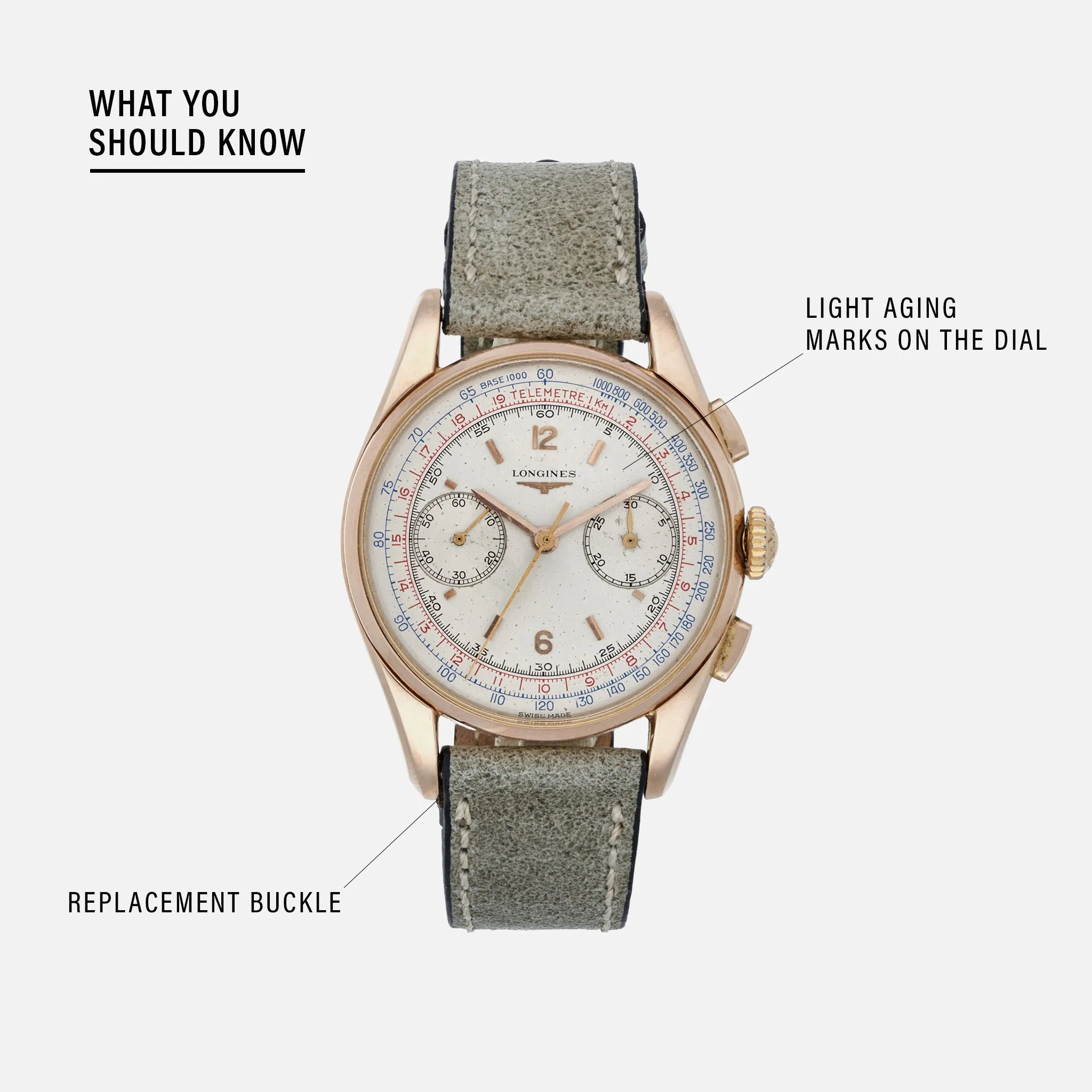 1960s Longines Chronograph Reference 6595 In Rose Gold