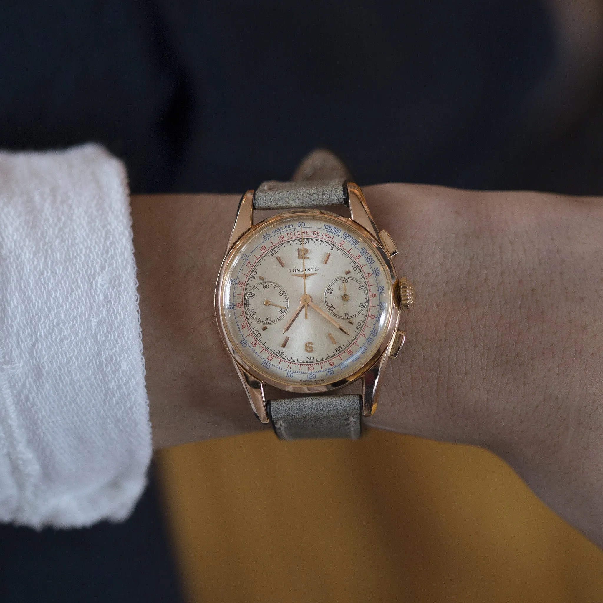 1960s Longines Chronograph Reference 6595 In Rose Gold