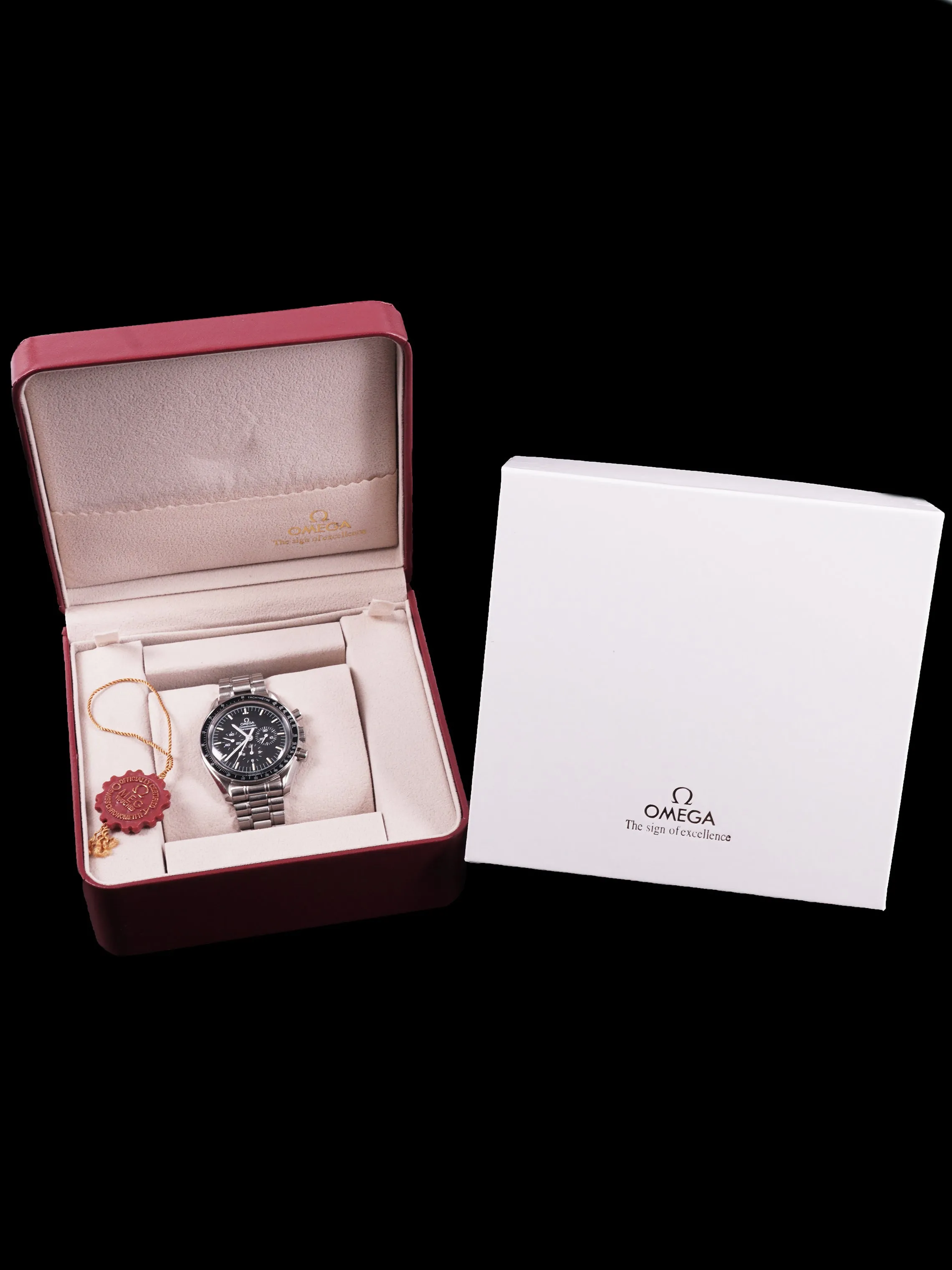 1996 Omega Speedmaster Professional Moonwatch Sapphire Back 3572.50 W/ Box and Hang Tag