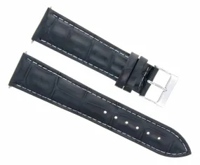 19MM LEATHER WATCH STRAP BAND FOR INVICTA DIVER RUSSIAN DARK BLUE WHITE STITCH
