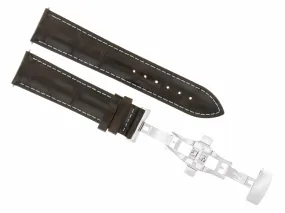 19MM LEATHER WATCH STRAP BAND FOR IWC PORTUGUESE  DEPLOYMENT CLASP DBROWN WS