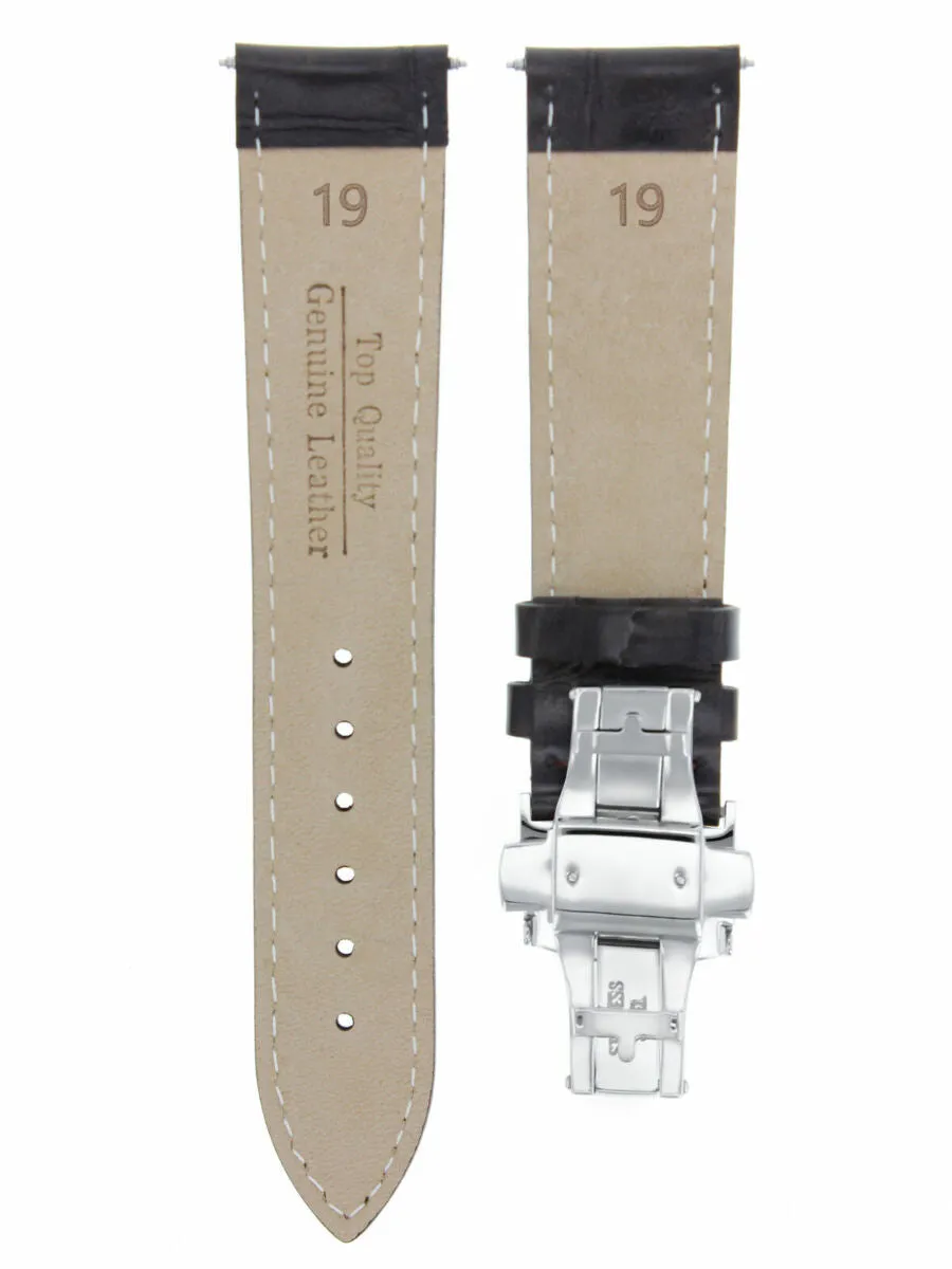 19MM LEATHER WATCH STRAP BAND FOR IWC PORTUGUESE  DEPLOYMENT CLASP DBROWN WS