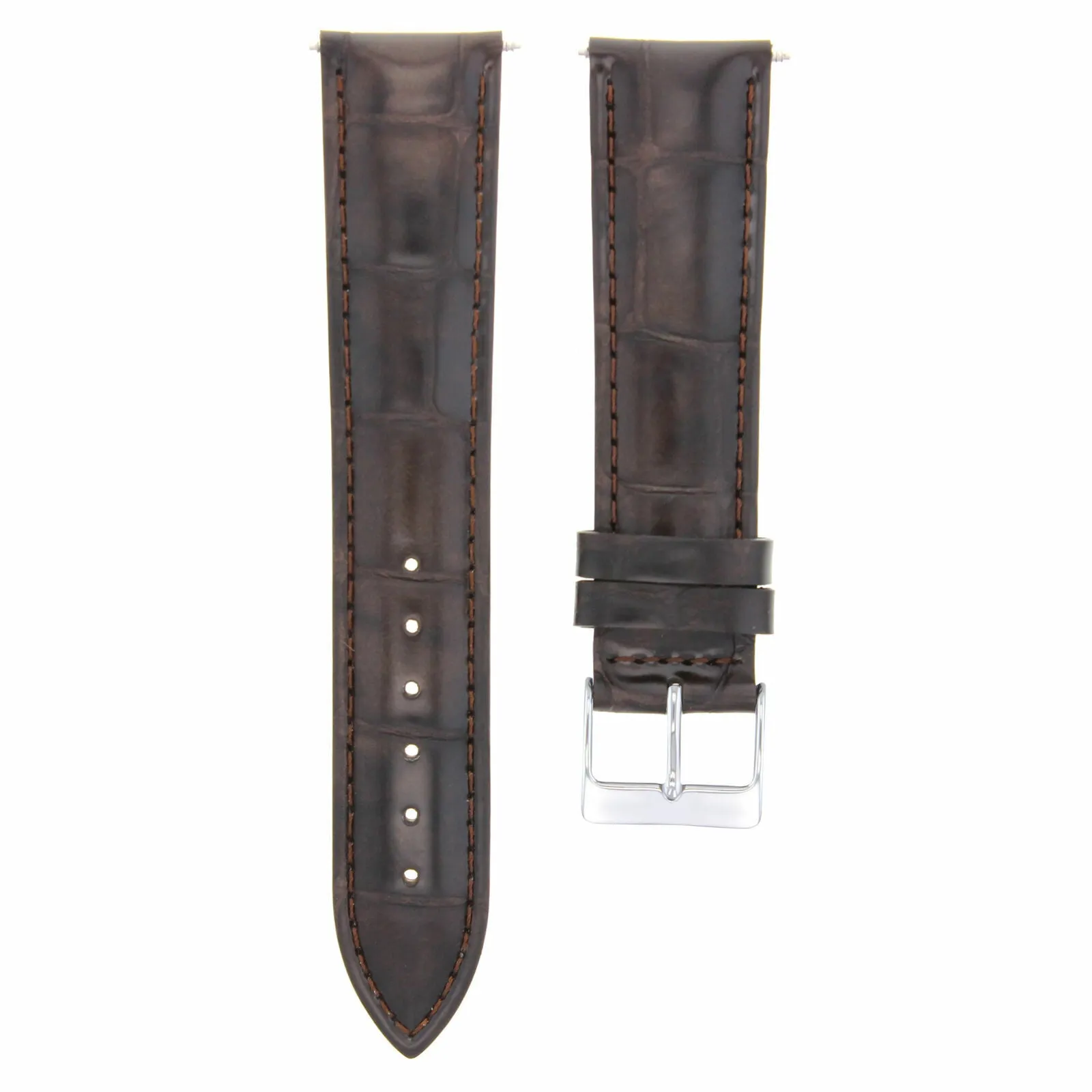20MM ITALIAN LEATHER BAND WATCH STRAP FOR PATEK PHILLIPE WATCH BUCKLE DARK BROWN
