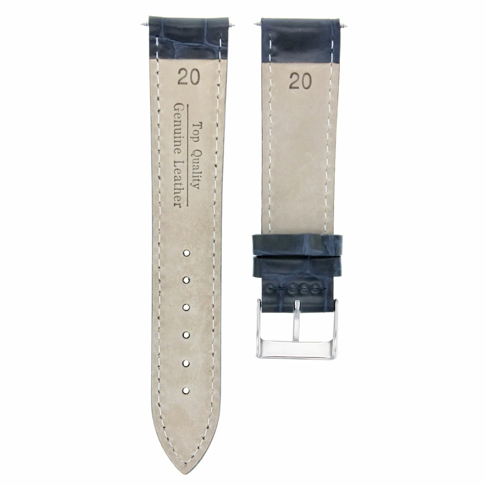 20MM ITALIAN LEATHER WATCH STRAP BAND FOR 36MM ROLEX DATEJUST, DATE WATCH  GREY