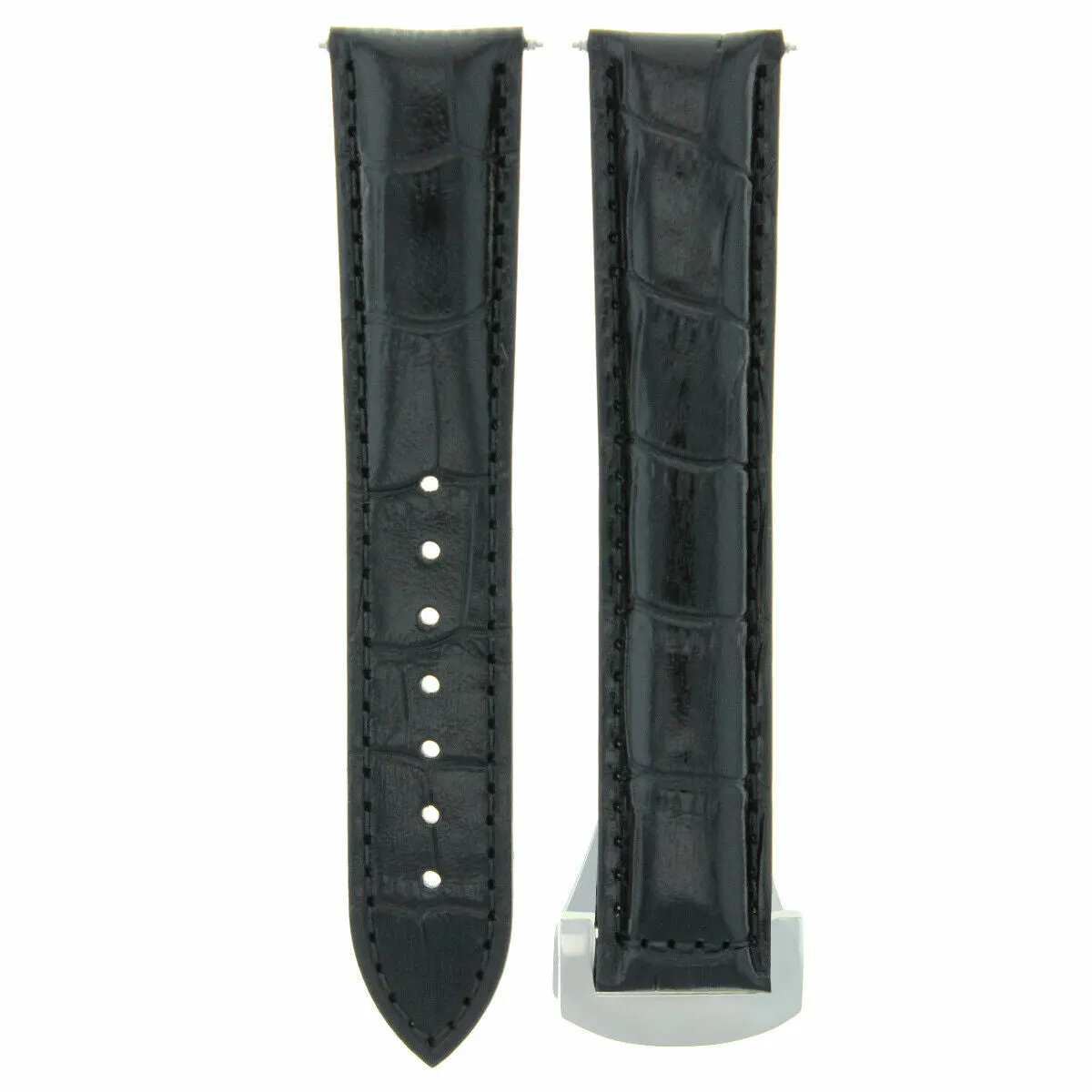 22MM LEATHER STRAP BAND CLASP FOR 41.5MM OMEGA SPEEDMASTER 57 CHRONO MOON BLACK