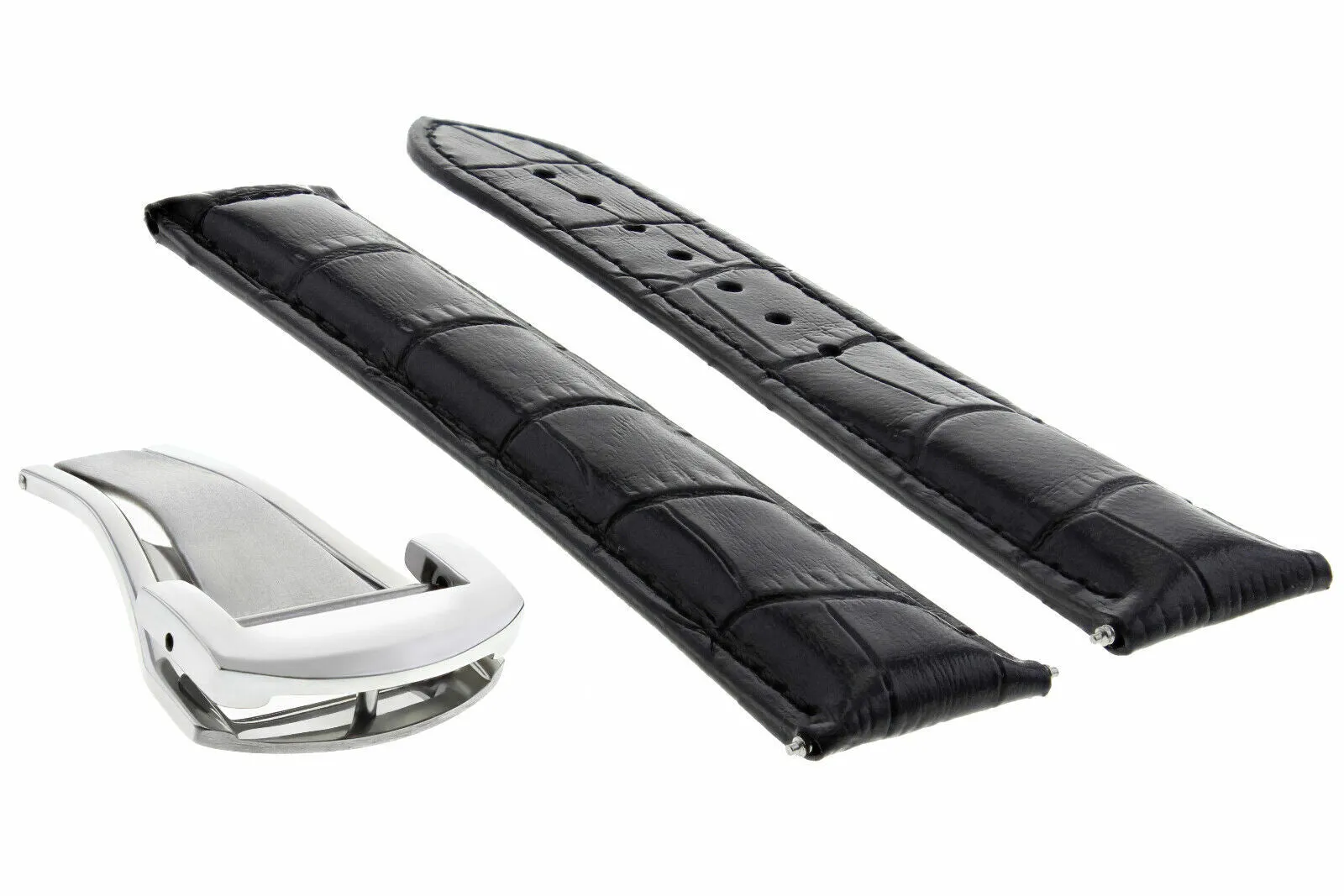 22MM LEATHER STRAP BAND CLASP FOR 41.5MM OMEGA SPEEDMASTER 57 CHRONO MOON BLACK
