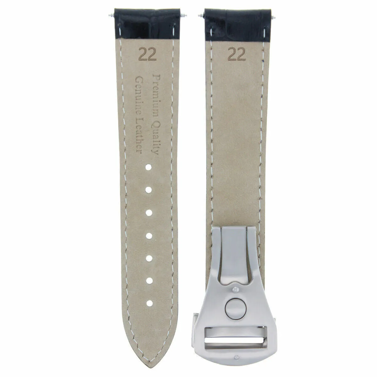 22MM LEATHER STRAP BAND CLASP FOR 41.5MM OMEGA SPEEDMASTER 57 CHRONO MOON BLACK