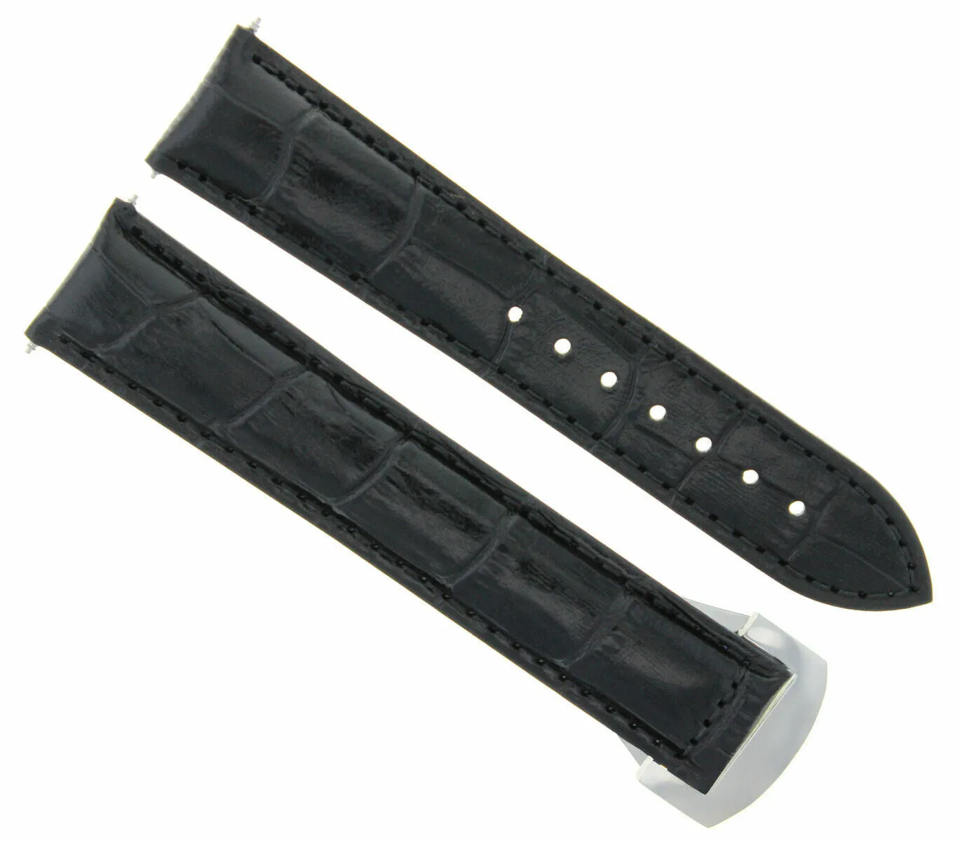 22MM LEATHER STRAP BAND CLASP FOR 41.5MM OMEGA SPEEDMASTER 57 CHRONO MOON BLACK