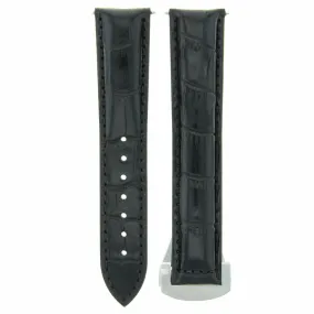 22MM LEATHER STRAP BAND CLASP FOR 41.5MM OMEGA SPEEDMASTER 57 CHRONO MOON BLACK