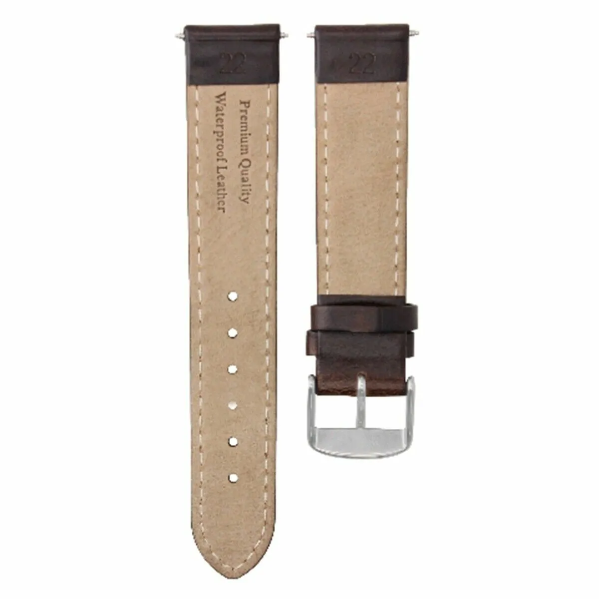 22MM LEATHER WATCH STRAP SMOOTH BAND FOR BREITLING CHRONOMAT BENTELY DARK BROWN
