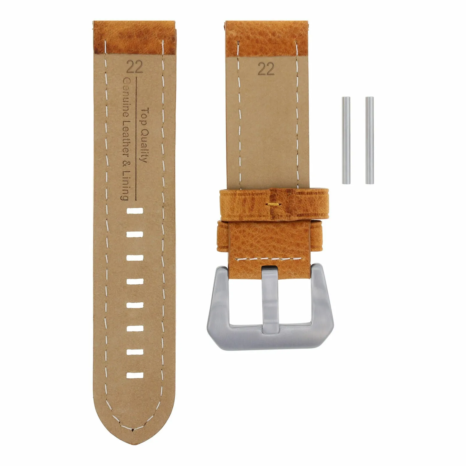 22MM PREMIUM LEATHER WATCH BAND STRAP FOR PANERAI PAM LUMINOR GMT TAN WS LONG