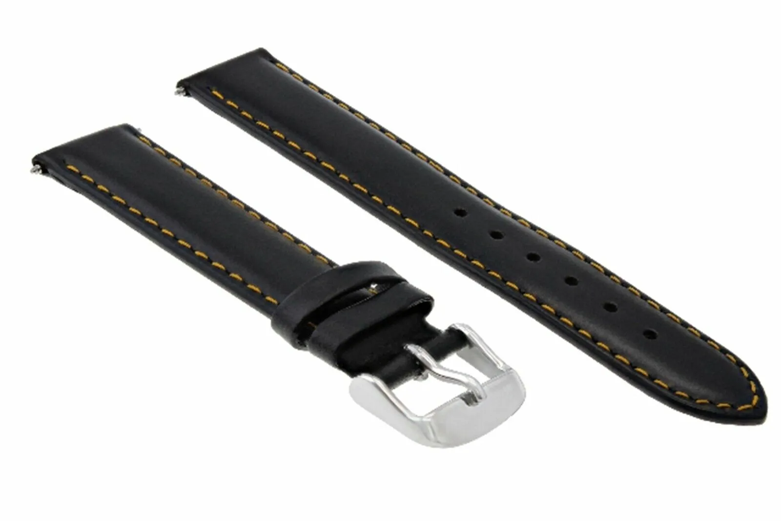 22MM SMOOTH LEATHER WATCH STRAP BAND FOR BREITLING BLACK W/PROOF ORANGE STITCH