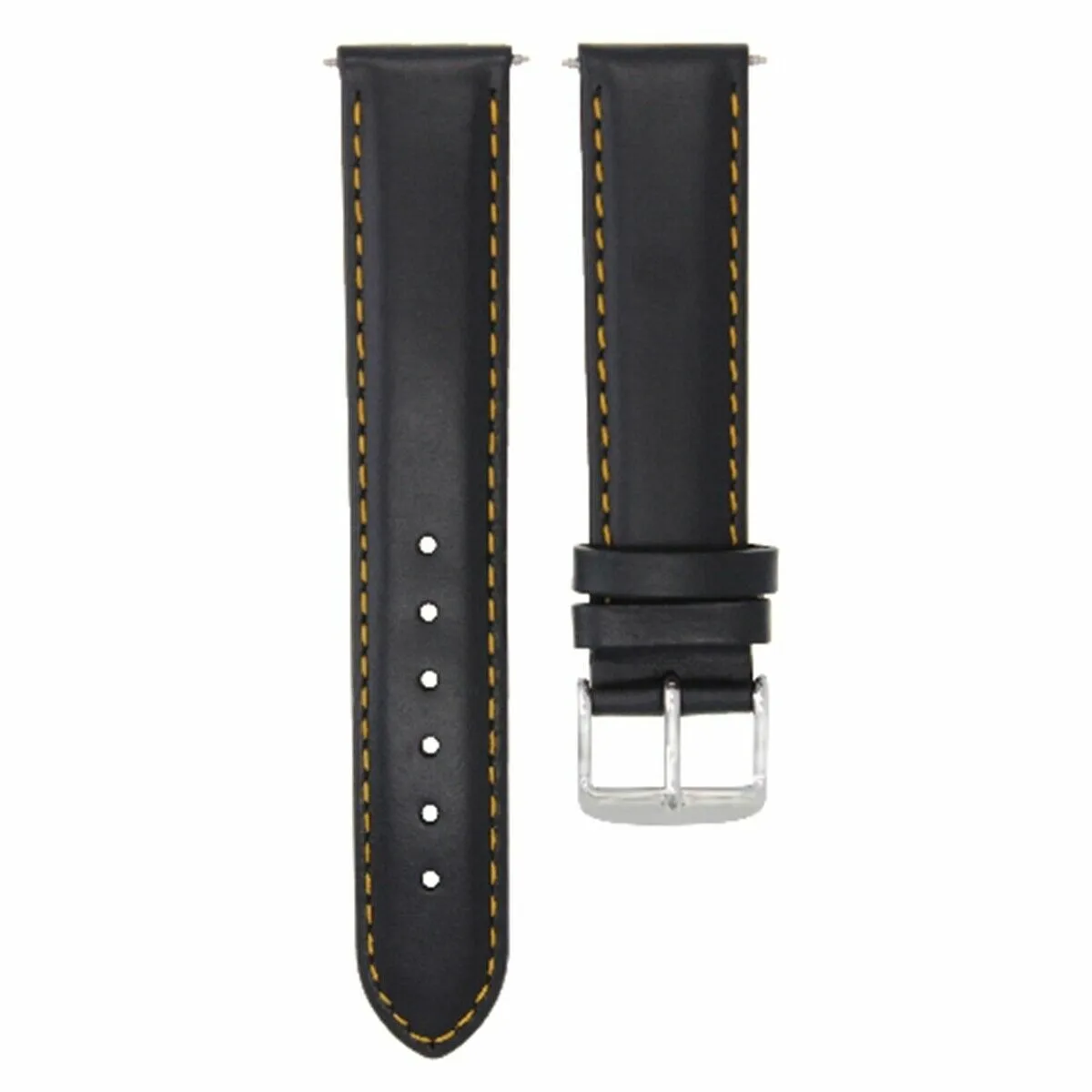 22MM SMOOTH LEATHER WATCH STRAP BAND FOR BREITLING BLACK W/PROOF ORANGE STITCH