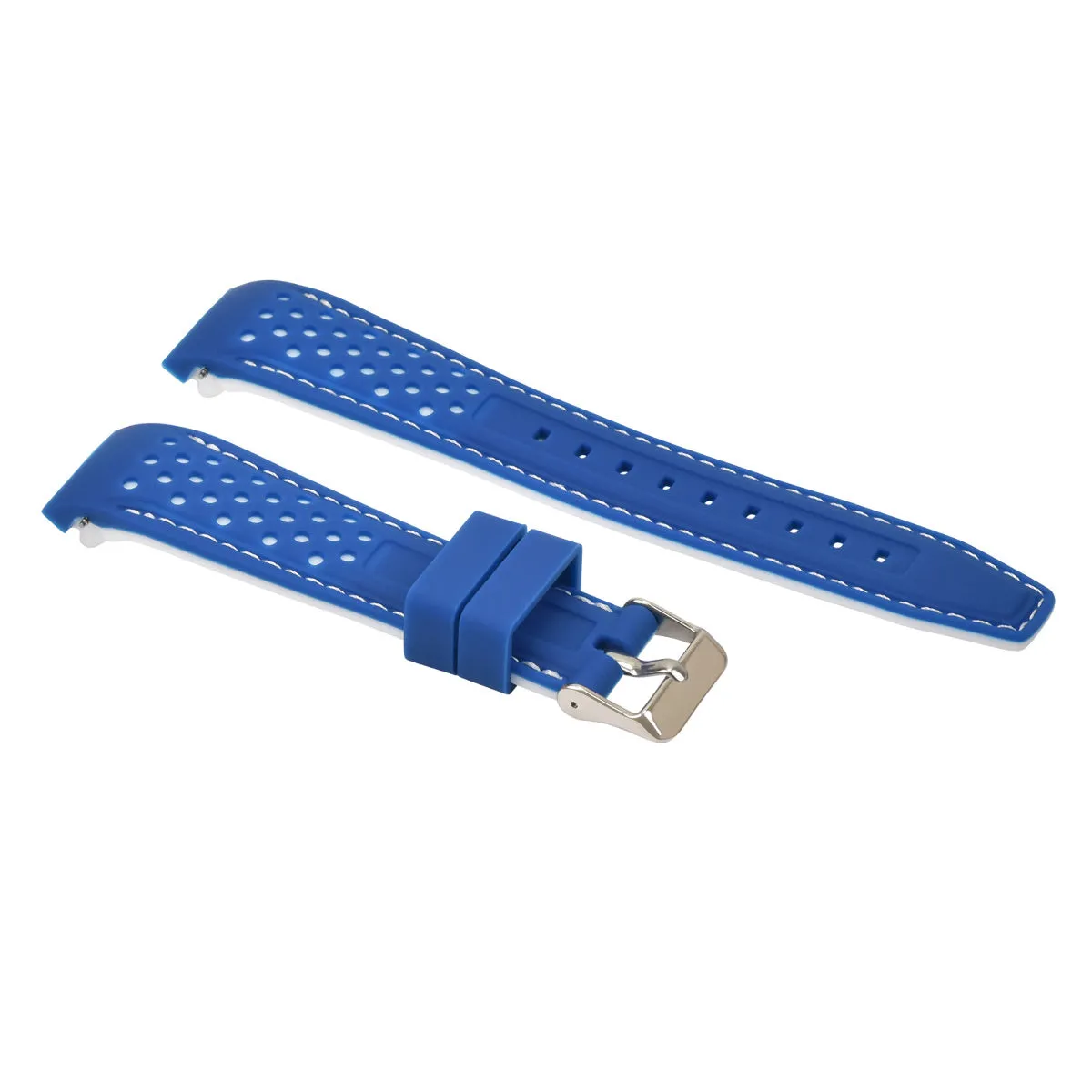 23MM CURVED RUBBER STRAP PERFORATED FOR CITIZEN ECO DRIVE WATCH BLUE WS STITCH