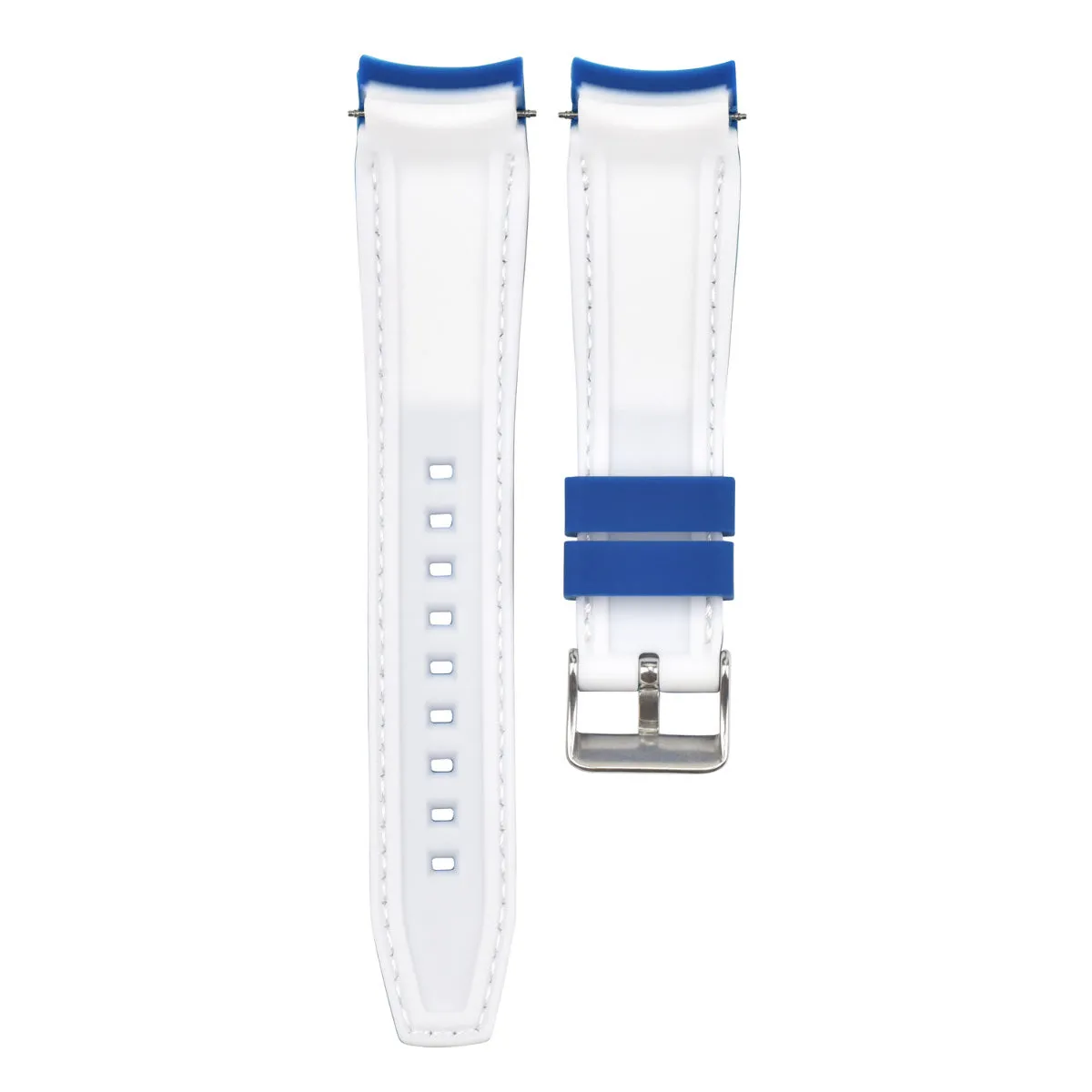 23MM CURVED RUBBER STRAP PERFORATED FOR CITIZEN ECO DRIVE WATCH BLUE WS STITCH