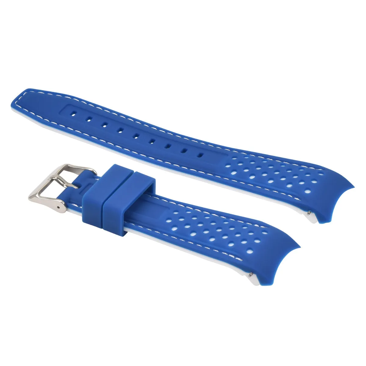 23MM CURVED RUBBER STRAP PERFORATED FOR CITIZEN ECO DRIVE WATCH BLUE WS STITCH