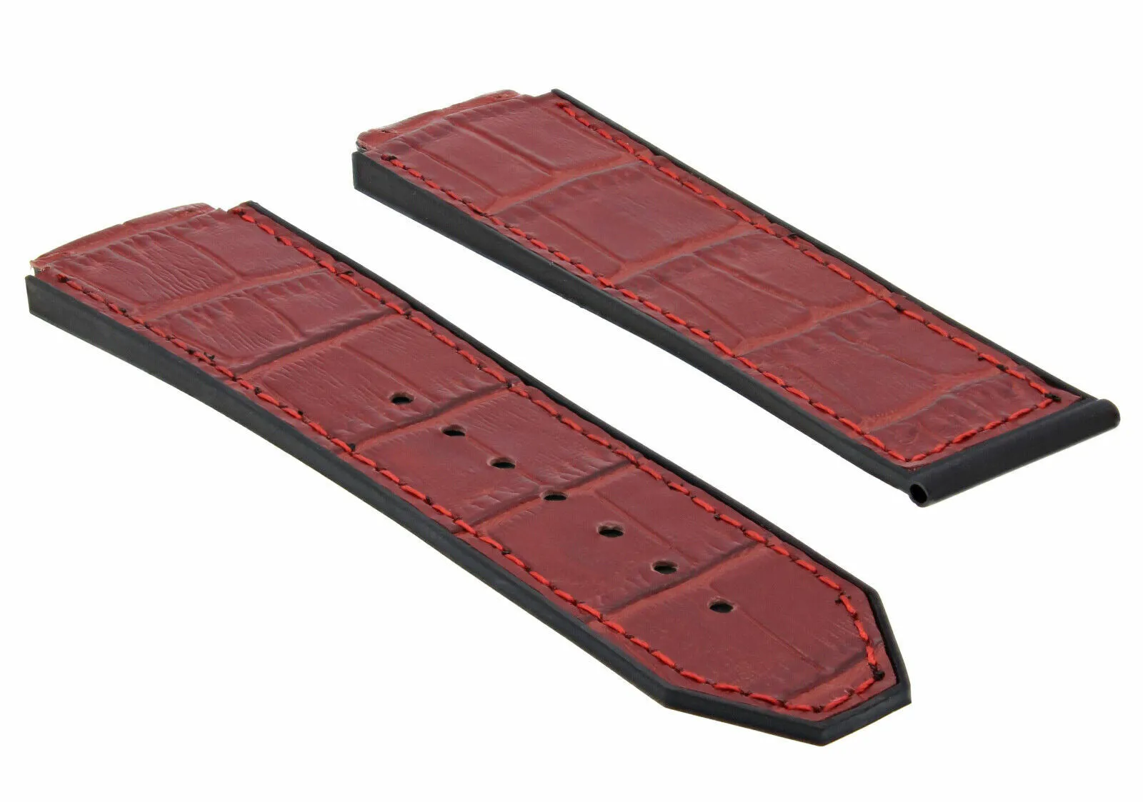 24MM ALLIGATOR LEATHER RUBBER BAND STRAP FOR HUBLOT BIG BANG 4 BK SCREW S/DRIVER