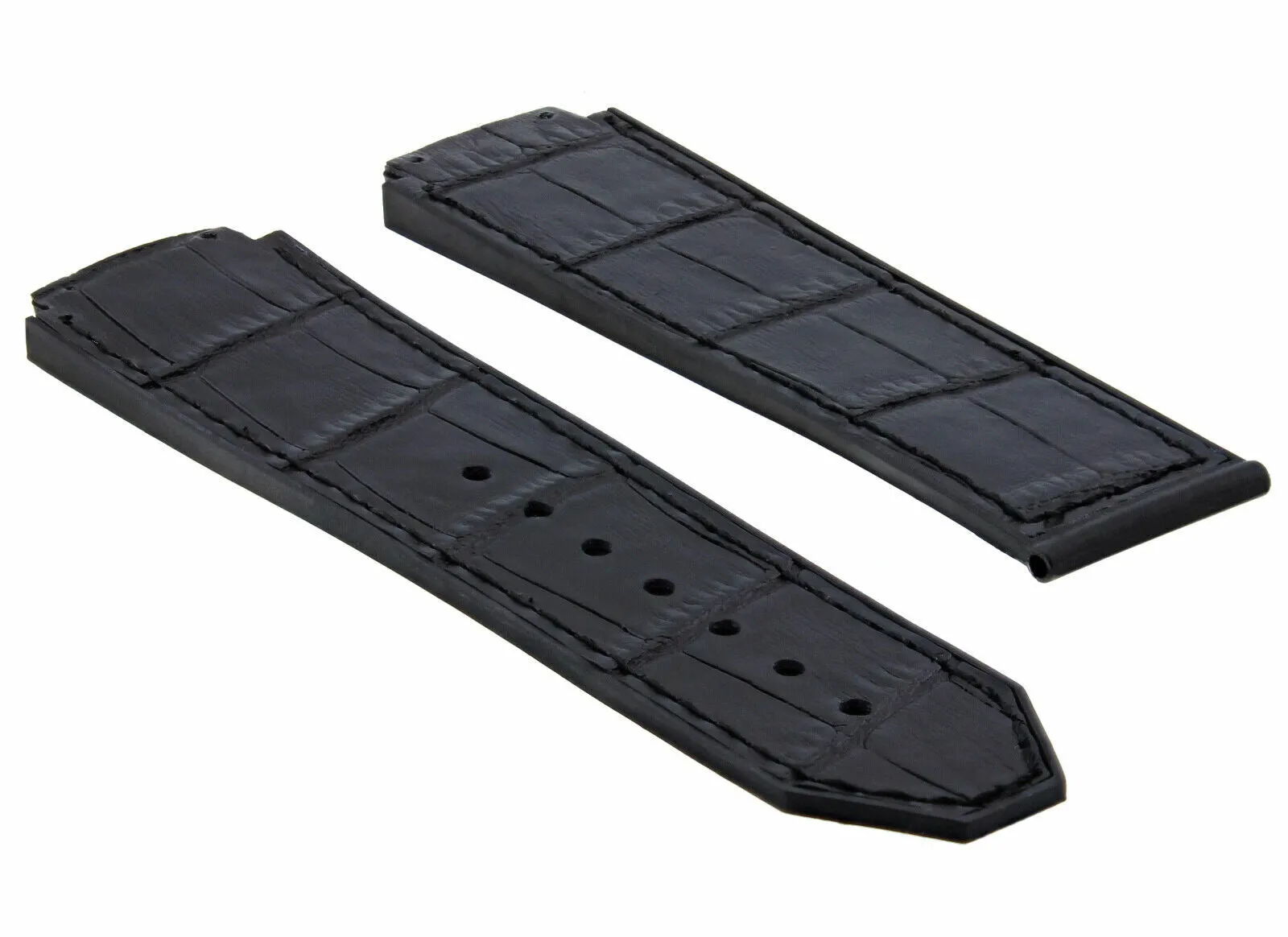 24MM ALLIGATOR LEATHER RUBBER BAND STRAP FOR HUBLOT BIG BANG 4 BK SCREW S/DRIVER