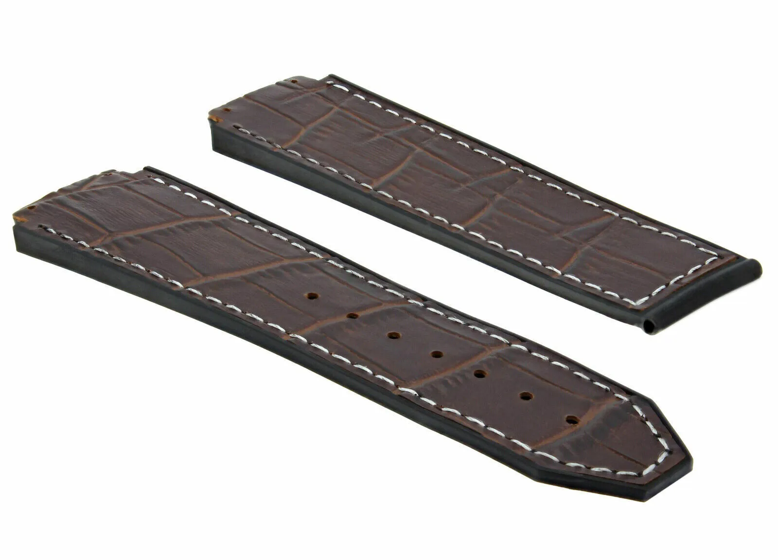 24MM ALLIGATOR LEATHER RUBBER BAND STRAP FOR HUBLOT BIG BANG 4 BK SCREW S/DRIVER