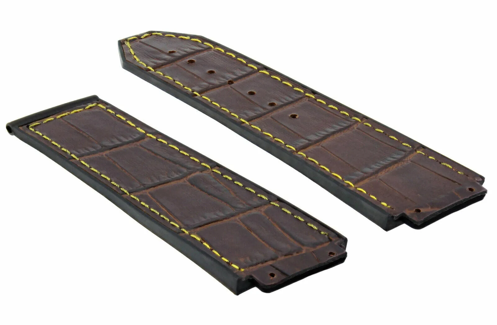 24MM ALLIGATOR LEATHER RUBBER BAND STRAP FOR HUBLOT BIG BANG 4 BK SCREW S/DRIVER