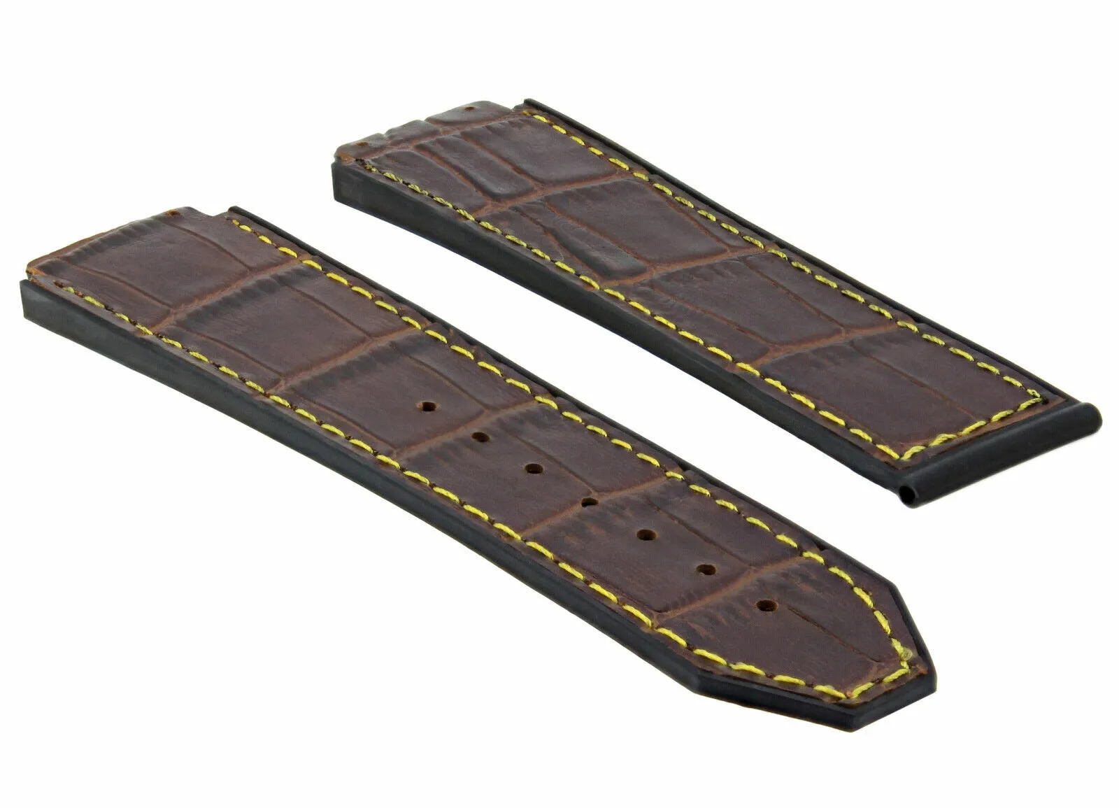 24MM ALLIGATOR LEATHER RUBBER BAND STRAP FOR HUBLOT BIG BANG 4 BK SCREW S/DRIVER