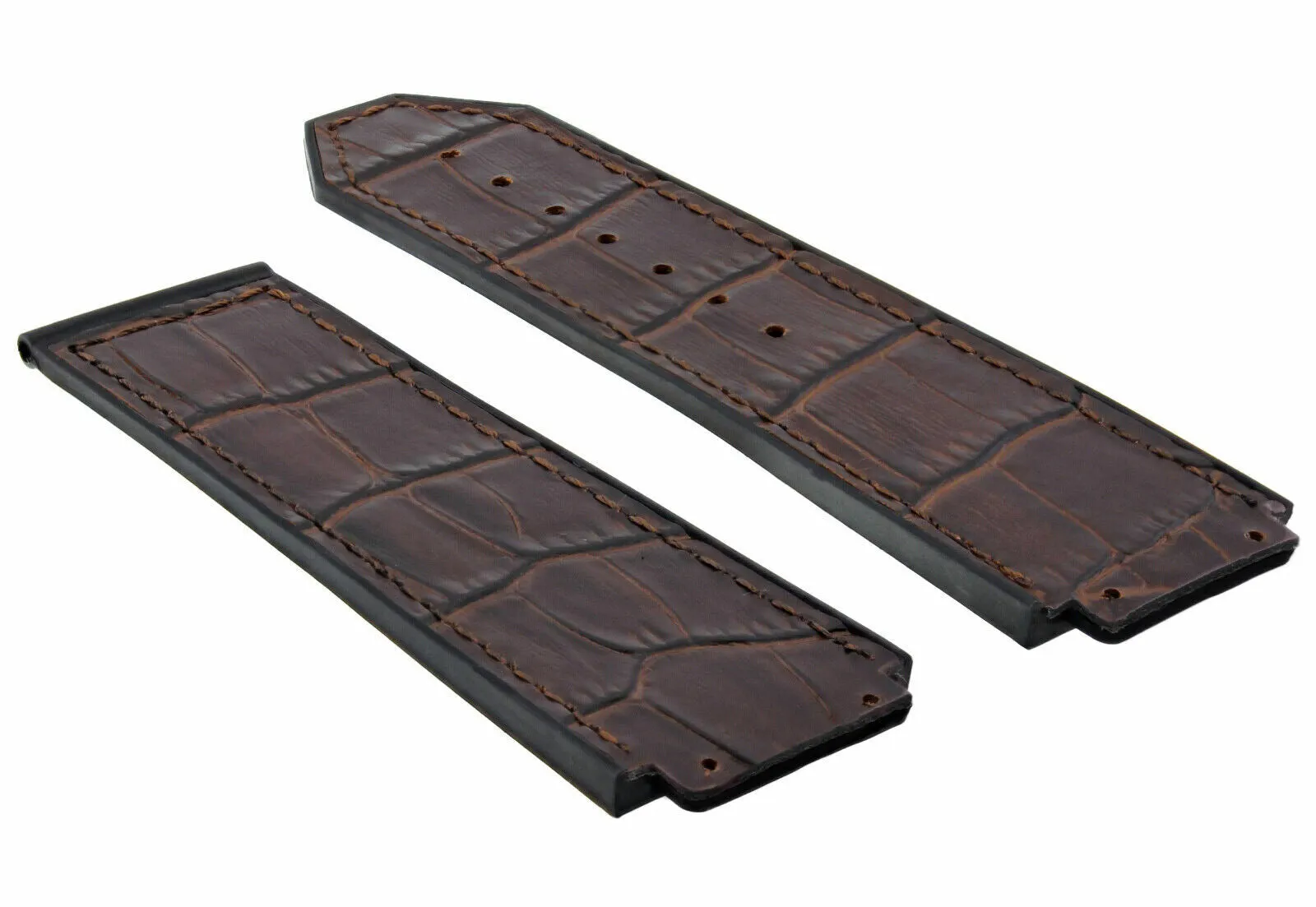 24MM ALLIGATOR LEATHER RUBBER BAND STRAP FOR HUBLOT BIG BANG 4 BK SCREW S/DRIVER