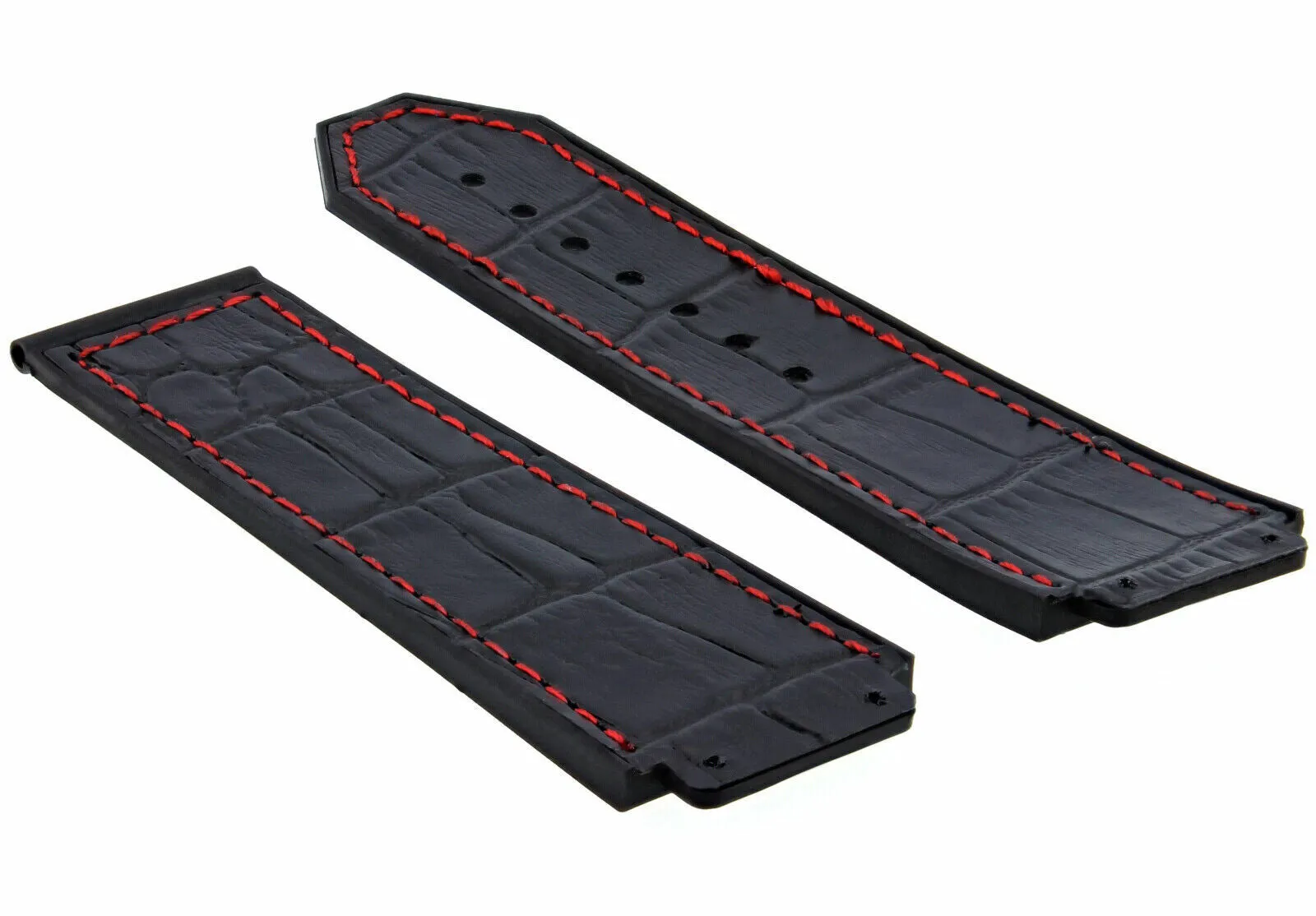 24MM ALLIGATOR LEATHER RUBBER BAND STRAP FOR HUBLOT BIG BANG 4 BK SCREW S/DRIVER