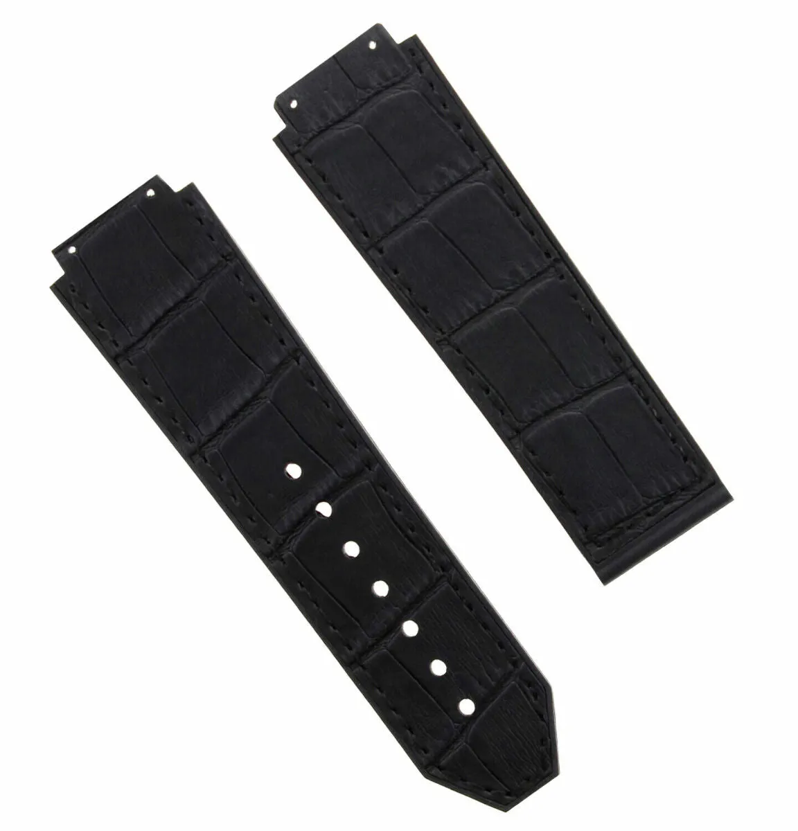 24MM ALLIGATOR LEATHER RUBBER BAND STRAP FOR HUBLOT BIG BANG 4 BK SCREW S/DRIVER