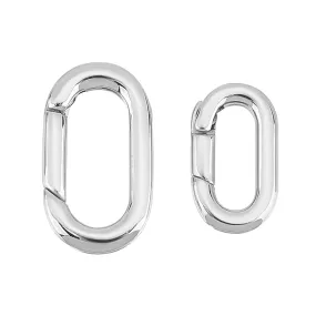 2Pcs 2 Styles 304 Stainless Steel Spring Gate Rings, Oval Rings, Stainless Steel Color, 17.5~22.5x10~13x3mm, Inner Diameter: 12~16.5x4.5~7mm, 1pc/style