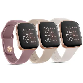 3 Pack Silicone Bands Compatible with Fitbit Versa 2 Bands for Women Men, Soft Breathable Sport Replacement Wristbands for Fitbit Versa 2 / Fitbit Versa/Versa Lite/Versa SE (Milk Tea/Smoke .Milk Tea/Smoke Purple/Starlight