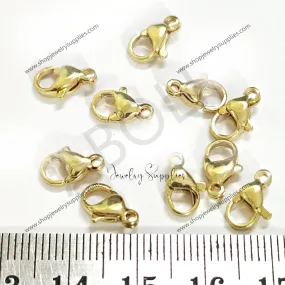 304 Stainless Steel Lobster Claw Clasps Anti Tarnish Golden lobster clasp Premium range SSLCCG12