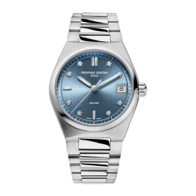 31MM FREDERIQUE CONSTANT HIGHLIFE LADY'S QUARTZ WATCH WITH BLUE DATE DIAL AND DIAMOND MARKERS