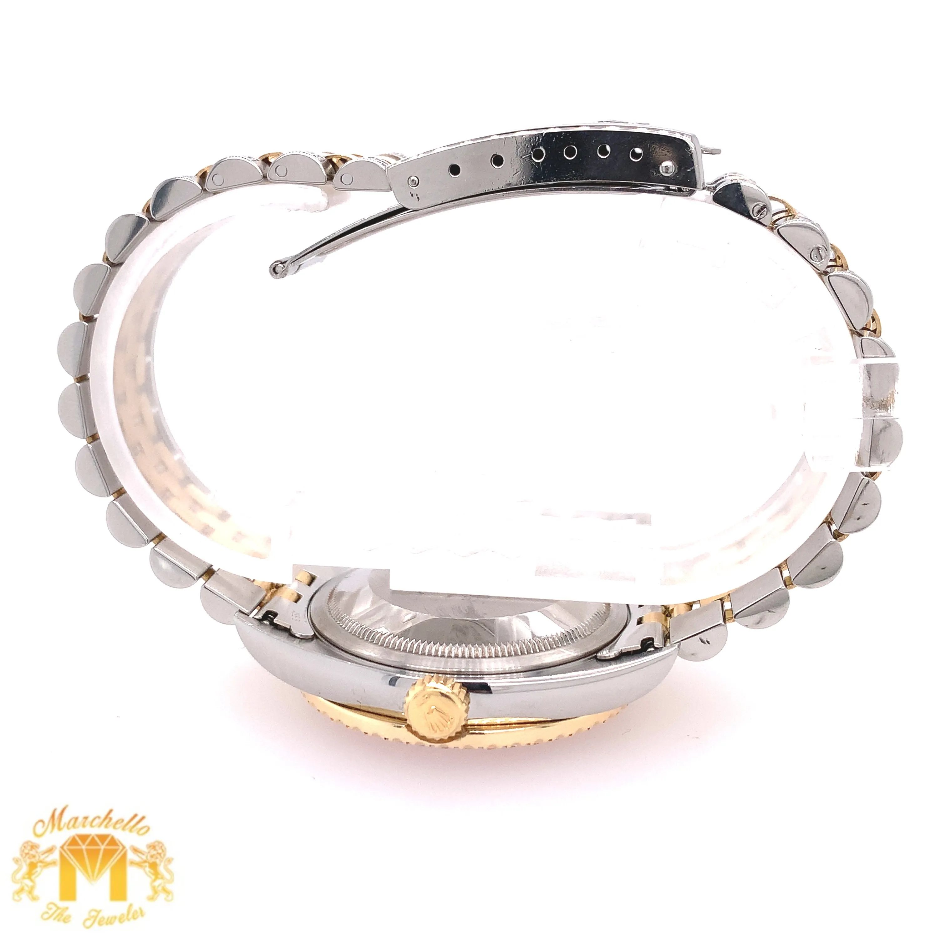 36mm Stainless Steel Rolex Datejust Watch with Two-tone Jubilee Bracelet (quick-set, custom diamond dial)